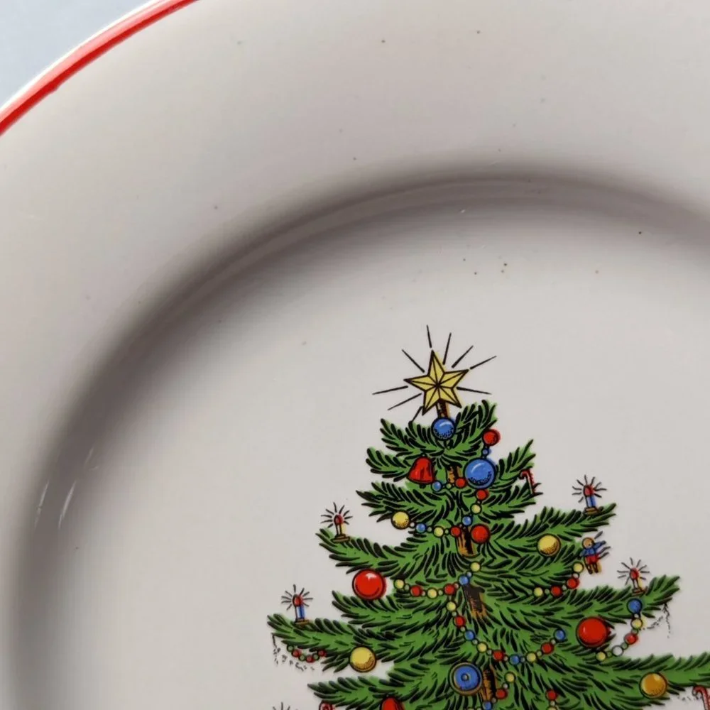 Cuthbertson American Christmas Tree Six Plates Bread Butter And Salad Mixed Lot - Picture 9 of 10